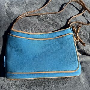 Blue and Tan Shoulder Bag